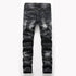 Motorcycle Casual Straight Pants Men's Jeans Mid Waisted Jeans